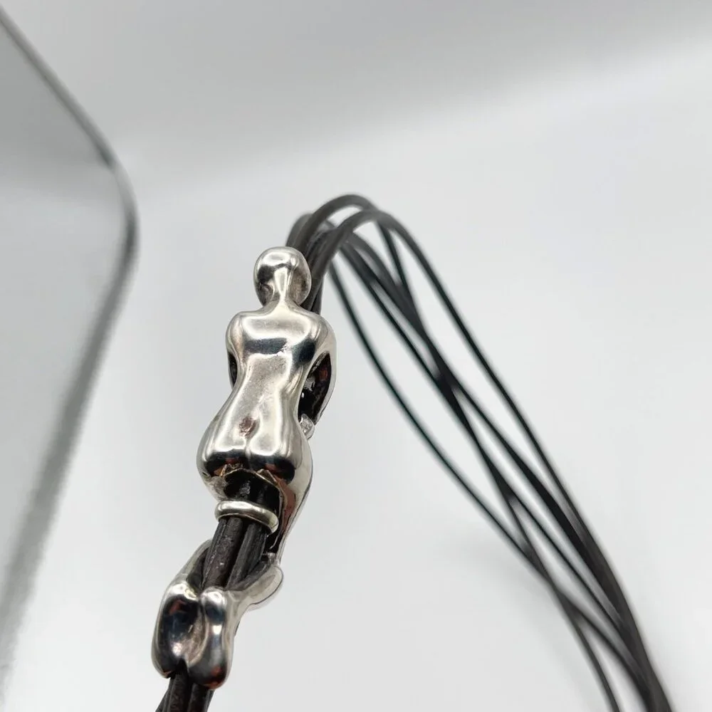 UNO de 50 Leather Silver plated Necklace Skalator Woman Climb BOHO Tassel Dangle - Picture 7 of 16